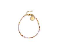 SINGULARU - Bracelet Cristaux d'Été. Acier avec finition plaqué or 18 carats. Détails en cristaux colorés. Longueur : 21 cm. Bijoux pour femme.