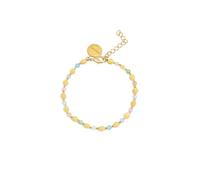 SINGULARU - Bracelet Cristaux Solaires. Acier avec finition plaqué or 18 carats. Bracelet fin avec détails en pierres naturelles colorées. Longueur : 16,5 cm + rallonge de 3 cm. Bijoux pour femme.