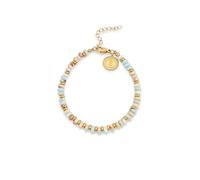 SINGULARU - Bracelet Full Daylight. Acier avec finition plaquée or 18 Kt. Cristaux colorés et perles en acier. Bijoux pour femme.