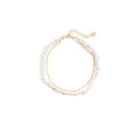 SINGULARU - Bracelet Pearl Chain. Acier avec finition en bain d'or 18 carats et perles naturelles. Bijoux pour femme