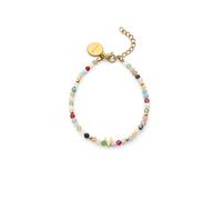 SINGULARU - Bracelet Personnalisée Letter Altea Colors. Acier avec Plaqué or 18 carats et Pierre naturelle. Bijoux pour Femme. Lettre V.