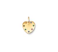 SINGULARU - Charm Cœur Glam. Laiton avec finition plaqué or 18 kt. Pendentif motif cœur avec détails en zircons colorés. Bijoux pour femme