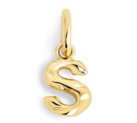SINGULARU - Charm Letter Organic. Pendentif en argent 925 et plaqué or 18 carats, combinée avec un collier. Bijoux pour femmes. Lettre S