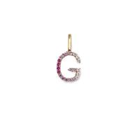 SINGULARU - Charm Letter Spark Sakura. Initiale en argent sterling avec finition plaquée or 18kt et zirconium Bijoux pour femmes. Lettre G