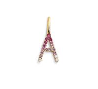 SINGULARU - Charm Letter Spark Sakura. Initiale en argent sterling avec finition plaquée or 18kt et zirconium Bijoux pour femmes. Lettre A