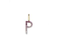 SINGULARU - Charm Letter Spark Sakura. Initiale en argent sterling avec finition plaquée or 18kt et zirconium Bijoux pour femmes. Lettre P