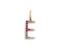 SINGULARU - Charm Letter Spark Sakura. Initiale en argent sterling avec finition plaquée or 18kt et zirconium Bijoux pour femmes. Lettre E