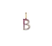 SINGULARU - Charm Letter Spark Sakura. Initiale en argent sterling avec finition plaquée or 18kt et zirconium Bijoux pour femmes. Lettre B