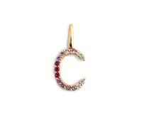 SINGULARU - Charm Letter Spark Sakura. Initiale en argent sterling avec finition plaquée or 18kt et zirconium Bijoux pour femmes. Lettre C
