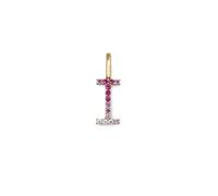 SINGULARU - Charm Letter Spark Sakura. Initiale en argent sterling avec finition plaquée or 18kt et zirconium Bijoux pour femmes. Lettre I