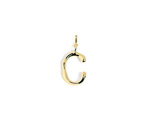 SINGULARU - Charm Letter XL. Pendentif initial en laiton avec finition plaqué or 18Kt. À combiner avec un collier. Bijoux pour femme. Lettre C