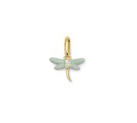 SINGULARU - Charm Libellule. Argent Sterling 925 avec Finition Plaqué Or 18Kt. Pendentif avec Motif Libellule, Détails en Zirconium et Émail. Fermoir Anneau. Bijoux pour Femme