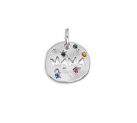 SINGULARU - Charm Maman. Laiton avec Finition Plaqué Rhodium. Pendentif avec Motif et Zirconium Coloré. Fermoir Anneau. Bijoux pour Femme