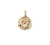 SINGULARU - Charm Organic Colors Zodiaque. Pendentif en laiton avec finition plaqué or 18 kt. Combinable avec collier. Bijoux pour femme. Poissons
