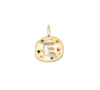 SINGULARU - Charm Personnalisé Organic Colors Letter. Laiton avec Plaqué Or 18 Kt et Zircones. Bijoux pour Femme. Lettre E.