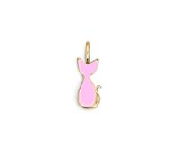 SINGULARU - Charm Salem Chat Émail Rose. Pendentif en Laiton avec Finition Plaqué Or 18Kt. Réversible avec Détails en Émail Rose et Fermoir Anneau. Bijoux pour Femme