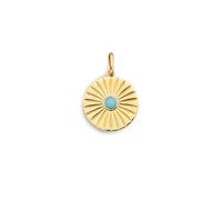 SINGULARU - Charm Solei Turquoise. Laiton avec finition plaqué or 18 kt. Pendentif avec détails pierres naturelles. Fermoir mousqueton. Bijoux pour femme