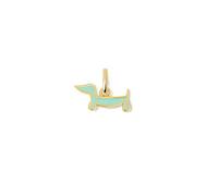 SINGULARU - Charms Mini Perro Teckel Enamel. Pendentifs en laiton avec finition plaquée or 18 Kt. Motifs émaillés jaune ou bleu. Bijoux pour femme.