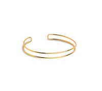 SINGULARU - Choker Double Ring. Collier rigide double près du cou. Laiton avec finition plaqué or 18 kt. Ajustable. Bijoux pour femme