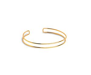 SINGULARU - Choker Double Ring. Collier rigide double près du cou. Laiton avec finition plaqué or 18 kt. Ajustable. Bijoux pour femme