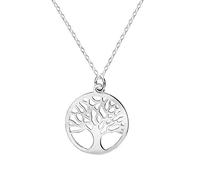 SINGULARU - Collier Arbre de Vie. Pendentif en argent 925 avec finition plaqué rhodium. Chaîne taille unique. Bijoux pour femme