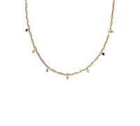 SINGULARU - Collier Chic Colors. Chaîne en Argent Sterling 925 avec Finition Plaqué Or 18Kt et Pierres Naturelles Pendentives. Taille Unique. Bijoux pour Femme