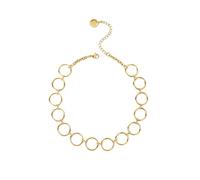 SINGULARU - Collier Circles & Circles. Pendentif en Laiton avec Finition Plaqué Or 18Kt. Chaîne Ajustable de 30,5 cm + Extension 5,5 cm. Bijoux pour Femme