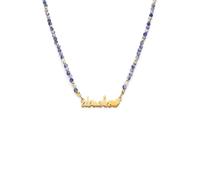 SINGULARU - Collier Grand-mère Cœur Cyanite. Acier avec Plaqué or 18 carats et Pierre naturelle. Bijoux pour Femme.