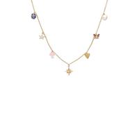 SINGULARU - Collier Multicharms Fairy Tale. Laiton avec Plaqué or 18 carats et Zirconee cubique. Bijoux pour Femme.