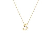 SINGULARU - Collier Personnalisé Letter Brillante. Laiton Plaqué Or 18 K et Zircone. Bijoux pour Femme. Lettre S.