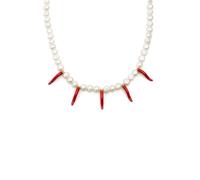 SINGULARU - Collier Piment Pearl. Acier avec Plaqué or 18 carats et Perle de culture. Bijoux pour Femme.