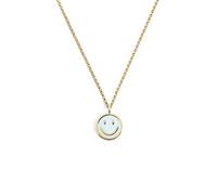SINGULARU - Collier Smiley Sky Émail. Chaîne avec Pendentif en Laiton avec Finition Plaqué Or 18Kt. Taille Unique avec Extension. Bijoux pour Femme