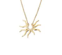 SINGULARU - Collier Sole Mio. Laiton avec Finition Plaqué Or 18Kt et Détails Zirconiums. Chaîne avec Pendentif Soleil. Bijoux pour Femme