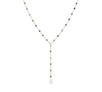 SINGULARU - Collier Y Cianita Stones. Acier avec Plaqué or 18 carats et Pierre naturelle. Bijoux pour Femme.
