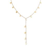 SINGULARU - Collier Y Mini Moon. Acier avec finition plaquée or 18 Kt. Chaîne avec pendentif long de 8 cm. Longueur de 40 cm + 5 cm. Bijoux pour femme.