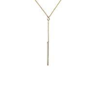 SINGULARU - Collier Y Stick. Chaîne avec Pendentif en Argent Sterling 925 avec Finition Plaqué Or 18Kt. Taille Unique. Bijoux pour Femme