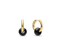 SINGULARU - Créoles Carmen True. Acier ou Laiton avec un Placage en Or 18 Kt et Pierre naturelle. Bijoux pour Femme.