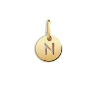 SINGULARU - Mini Médaille Lettre. Pendentif Initial en Argent Sterling 925 avec Finition Plaqué Or 18 Kt. À Combiner avec un Collier. Bijoux pour Femme. Lettre N