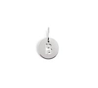SINGULARU - Mini Médaillon Lettre Argent. Pendentif initial en argent sterling avec finition plaqué rhodium. Combinable avec collier. Bijoux pour femme. Lettre B