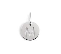 SINGULARU - Mini Médaillon Lettre Argent. Pendentif initial en argent sterling avec finition plaqué rhodium. Combinable avec collier. Bijoux pour femme. Lettre M