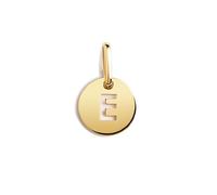 SINGULARU - Mini Médaillon Lettre. Pendentif initial en argent sterling 925 avec finition plaqué or 18Kt. Combinable avec collier. Bijoux pour femme. Lettre E