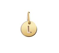 SINGULARU - Mini Médaillon Lettre. Pendentif initial en argent sterling 925 avec finition plaqué or 18Kt. Combinable avec collier. Bijoux pour femme. Lettre L