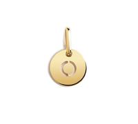 SINGULARU - Mini Médaillon Lettre. Pendentif initial en argent sterling 925 avec finition plaqué or 18Kt. Combinable avec collier. Bijoux pour femme. Lettre O