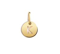 SINGULARU - Mini Médaillon Lettre. Pendentif initial en argent sterling 925 avec finition plaqué or 18Kt. Combinable avec collier. Bijoux pour femme. Lettre K