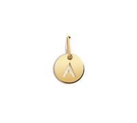 SINGULARU - Mini Médaillon Lettre. Pendentif initial en argent sterling 925 avec finition plaqué or 18Kt. Combinable avec collier. Bijoux pour femme. Lettre A