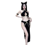 SINGUYUN Lingerie sexy pour costumade - Robes classiques chinoises pour femmes - Robe de soubrette d'anime - Tenue d'Halloween et de costumade - Motif chat égyptien (272
