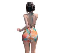 SINGUYUN Robe de lingerie sexy pour femme, chemise de nuit, nuisette dos nu, nuisette à bretelles, robe de nuit, 2593Colorful Summer, taille unique