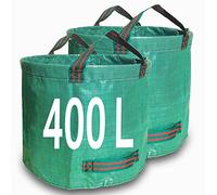 Singwow Lot de 2 sacs à déchets de jardin 400 L - Résistants - Réutilisables avec poignées - Idéal pour la collecte des déchets de cour, des déchets végétaux, de l'herbe et des feuilles (400 L)