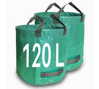 Singwow Lot de 2 sacs poubelle de jardin 120 L très résistants, sacs de jardin réutilisables avec poignées, parfaits pour la collecte des déchets de cour, des déchets végétaux, de l'herbe et des