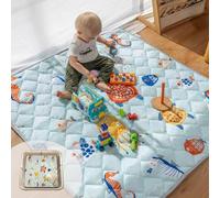 Sinhaklóho Tapis de Jeu Bebe Ultra Épais 3 cm et Pliable, Antidérapant, Lavable en Machine, 127×127 cm, sans Odeur, Idéal pour Parcs de Jeux et Sols, Merveilles Marines